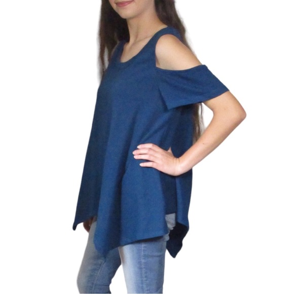H by Bordeaux Blue Oversized Cold Shoulder Tunic sz Small NEW - Picture 4 of 6